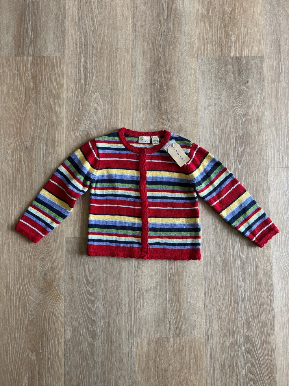 J. Khaki Red Multi-Stripe Knit Cardigan